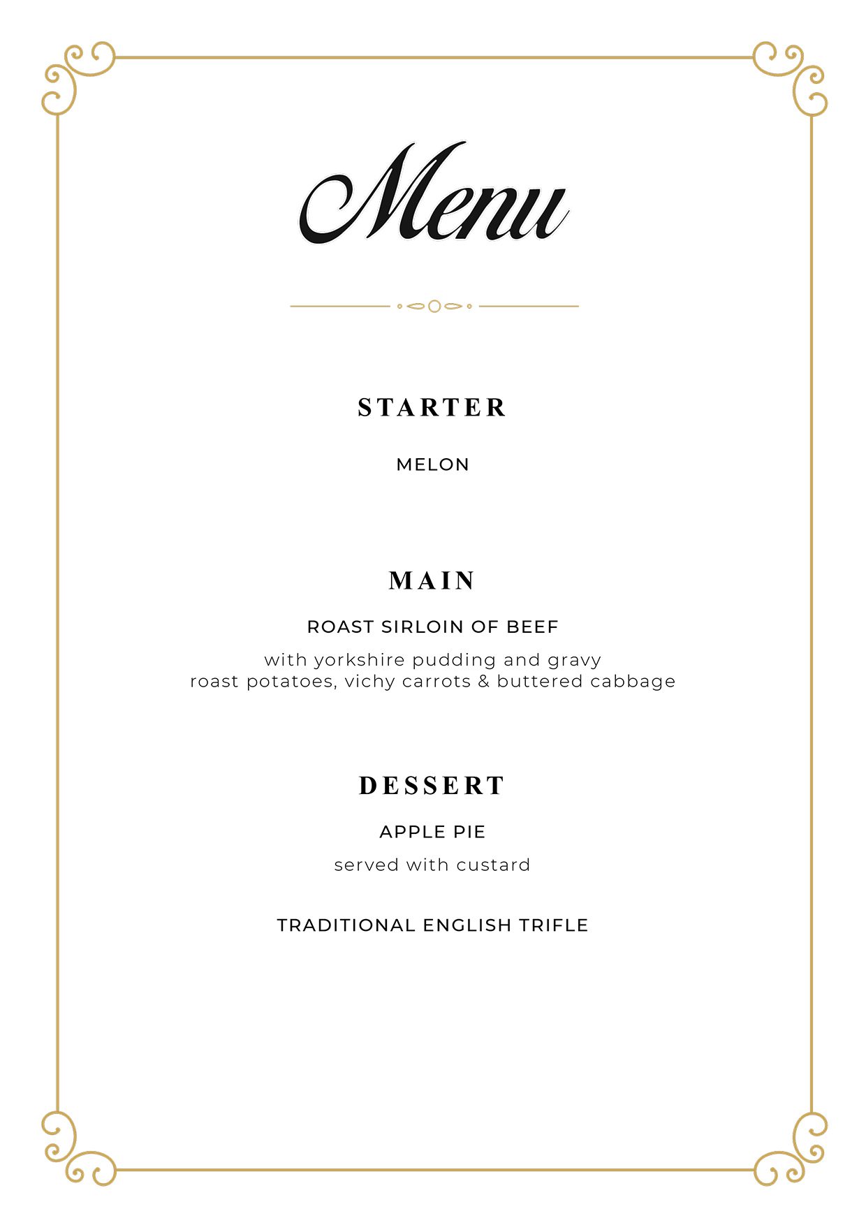 Sample Resident Menu